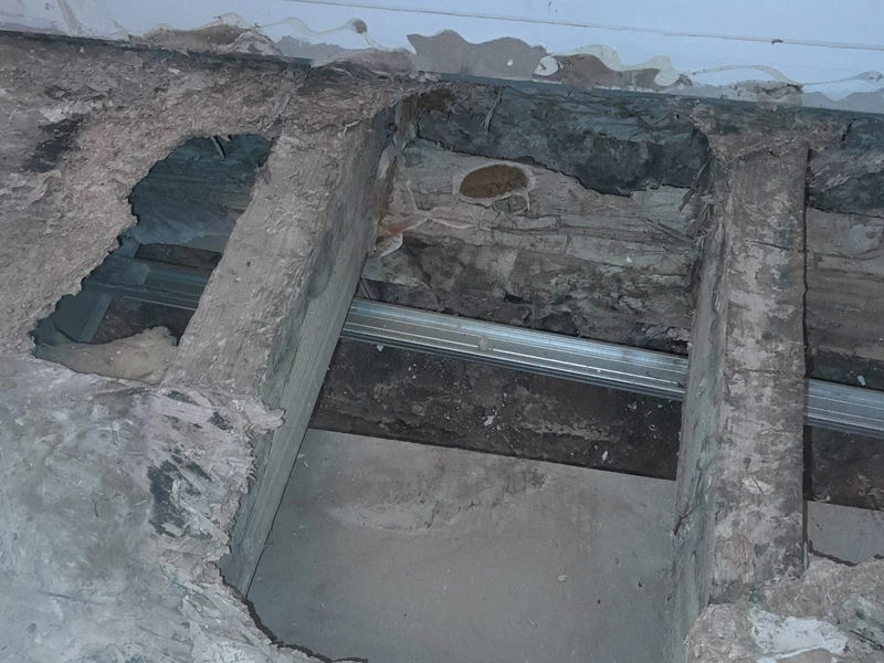 dégâts mérule plancher bois effondrement